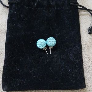 Blue rhinestone earrings